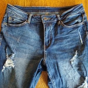 Grace & Lace Distressed Girlfriend Dark Wash